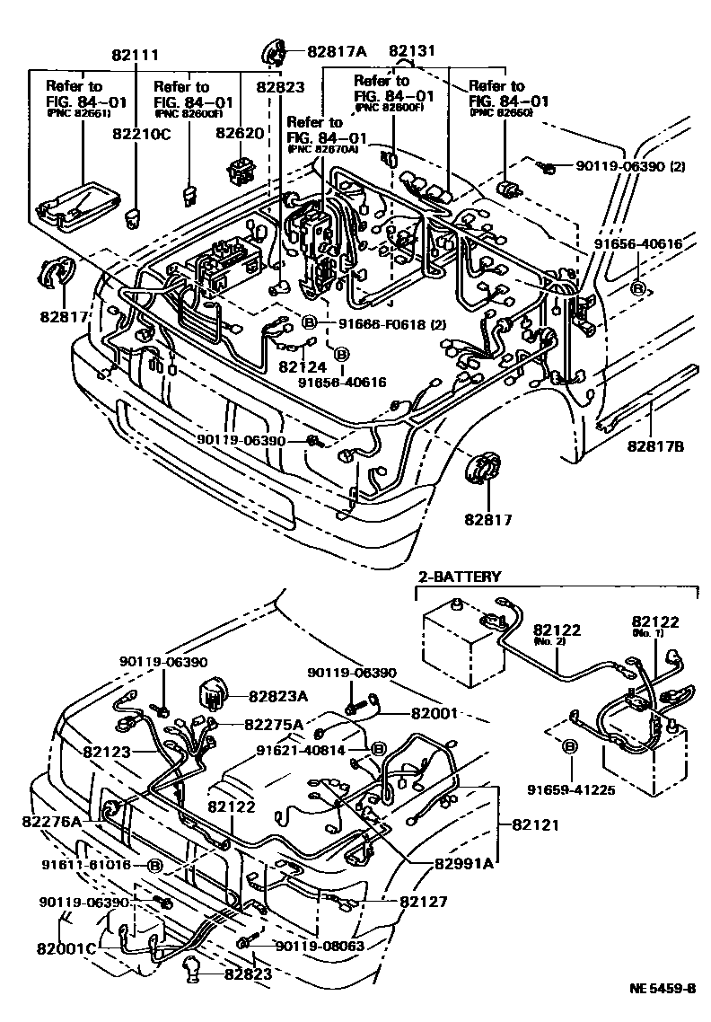 Toyota HILUX 线束和卡夹 EPC diagram — NE5459B