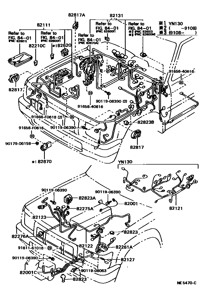 Toyota HILUX 线束和卡夹 EPC diagram — NE5470C