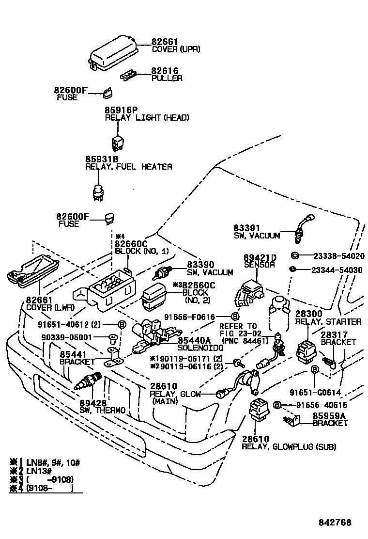Toyota HILUX 开关和继电器和ECU EPC diagram — 842768