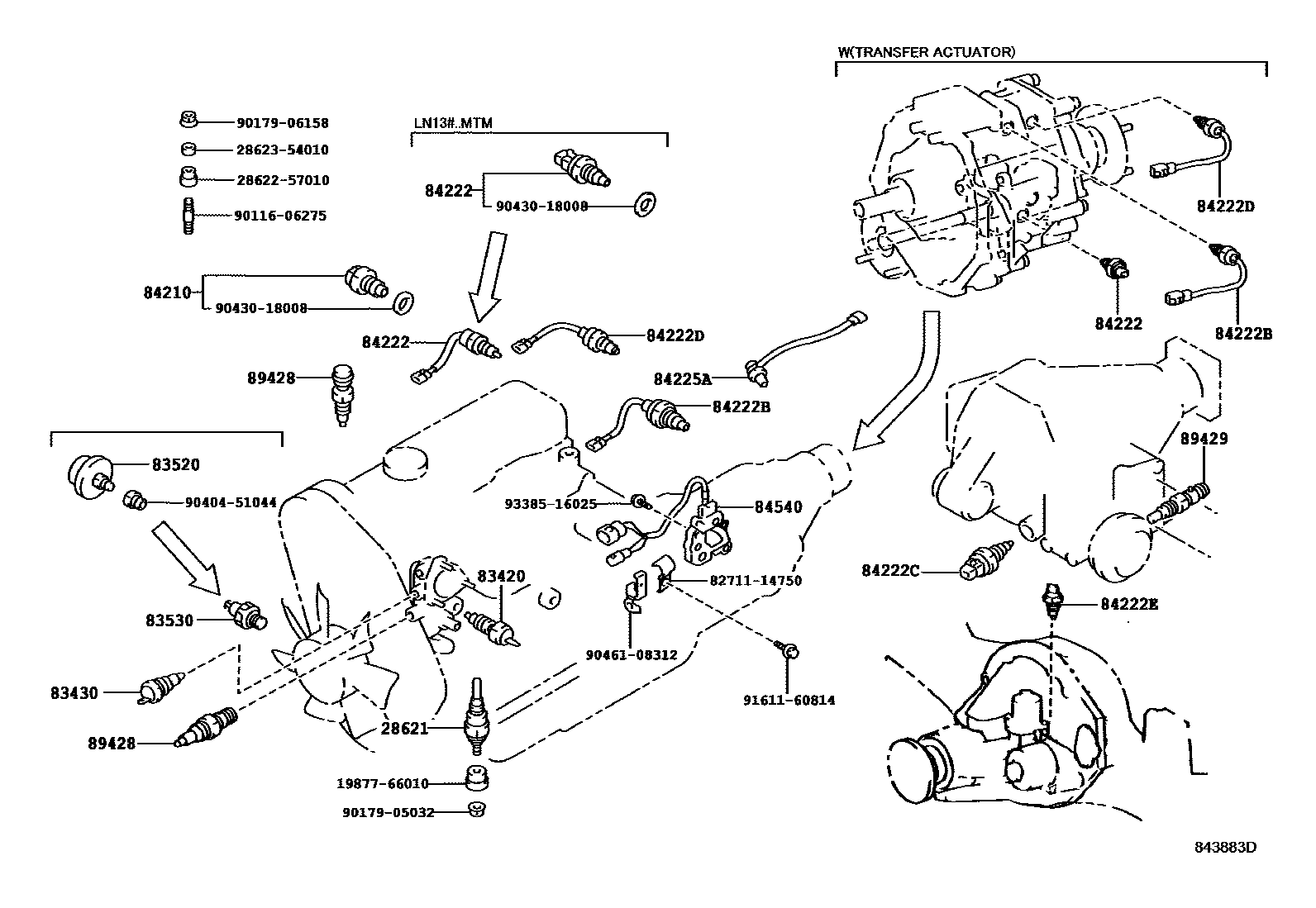 Toyota HILUX 开关和继电器和ECU EPC diagram — 843883D