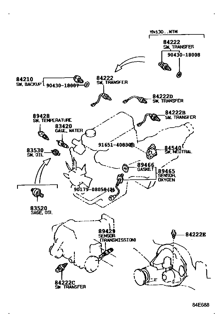 Toyota HILUX 开关和继电器和ECU EPC diagram — 84E688