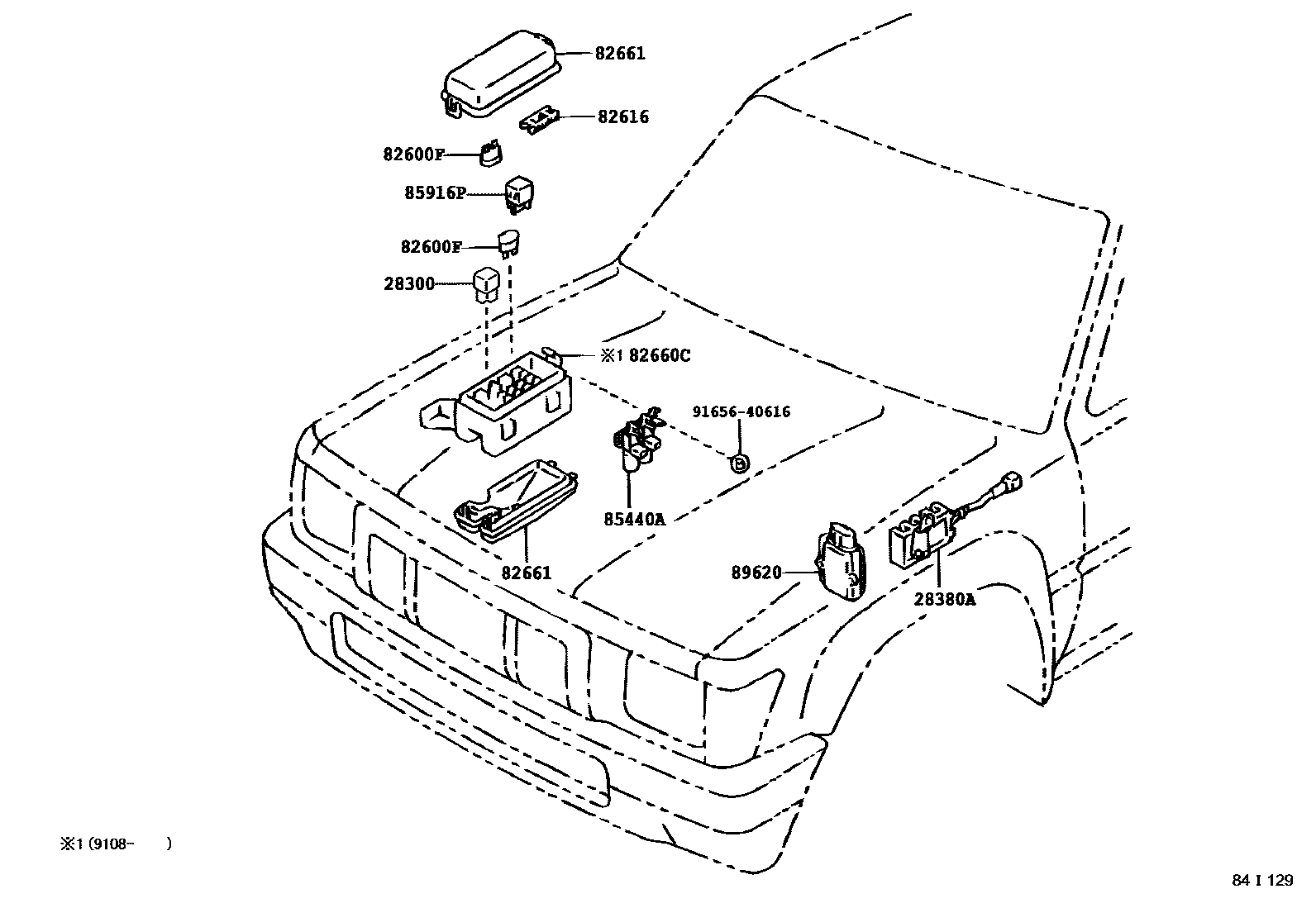 Toyota HILUX 开关和继电器和ECU EPC diagram — 84I129