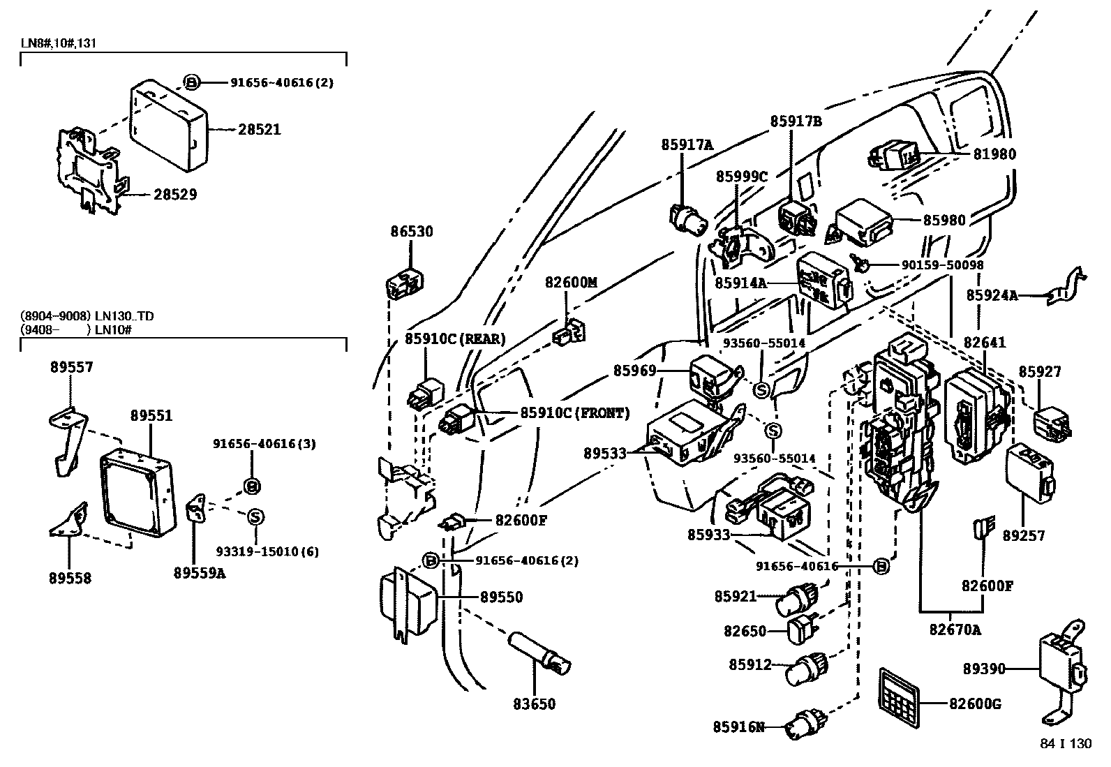 Toyota HILUX 开关和继电器和ECU EPC diagram — 84I130