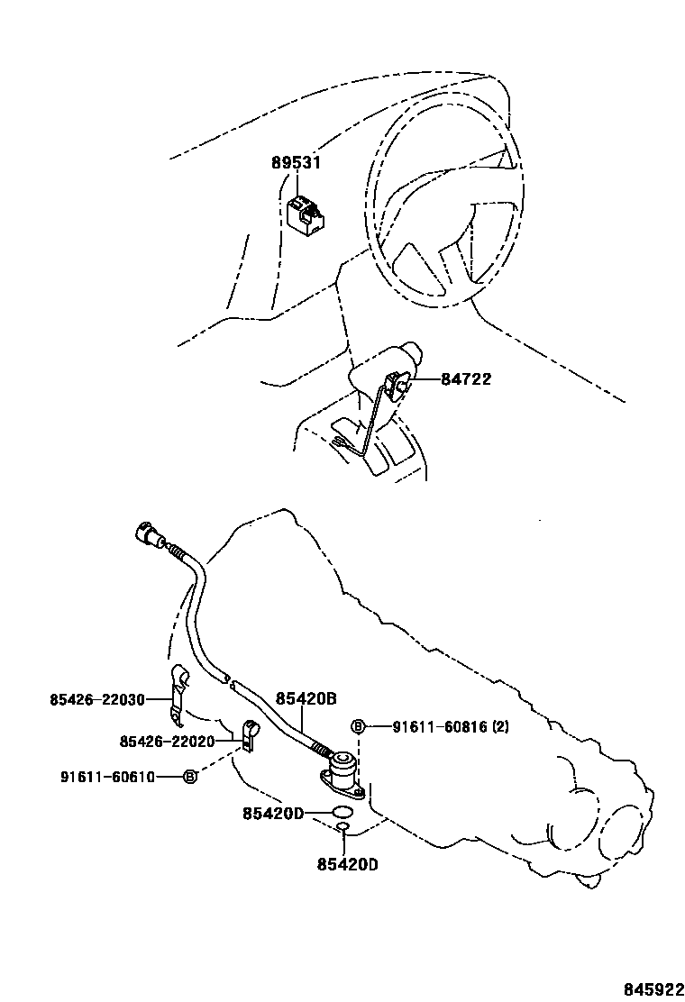Toyota HILUX 超速档和电子控制变速器 EPC diagram — 845922