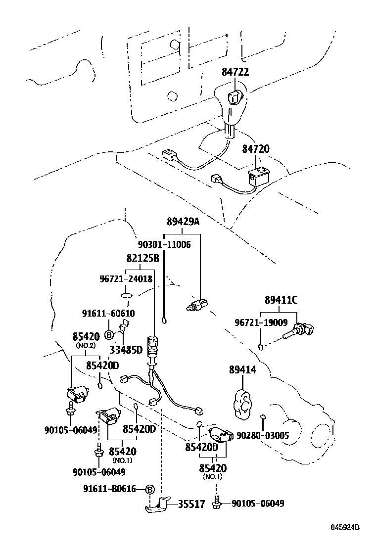 Toyota HILUX 超速档和电子控制变速器 EPC diagram — 845924B