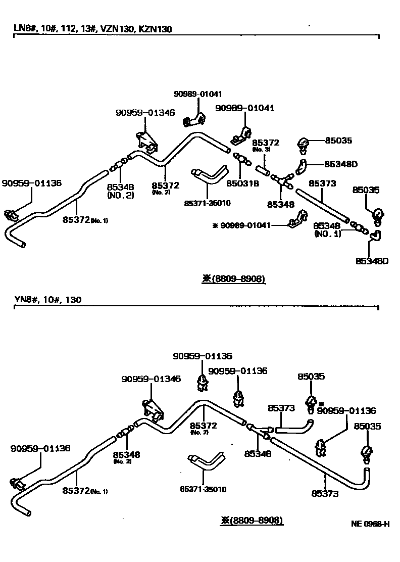 Toyota HILUX 挡风玻璃清洗器 EPC diagram — NE0968H
