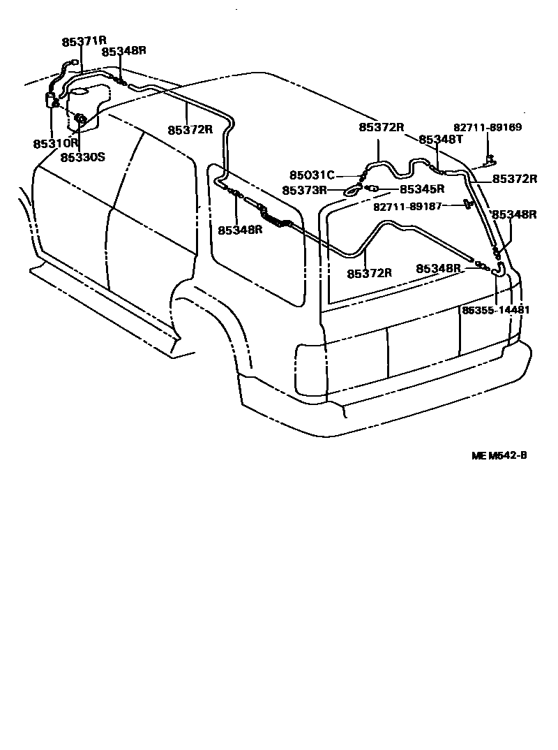 Toyota HILUX 后清洗器 EPC diagram — MEM542B