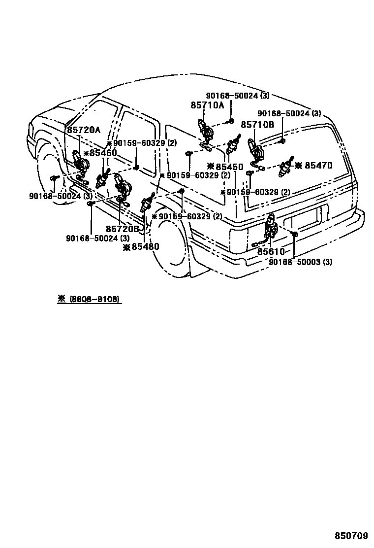 Toyota HILUX 车门电机和车门电磁阀 EPC diagram — 850709