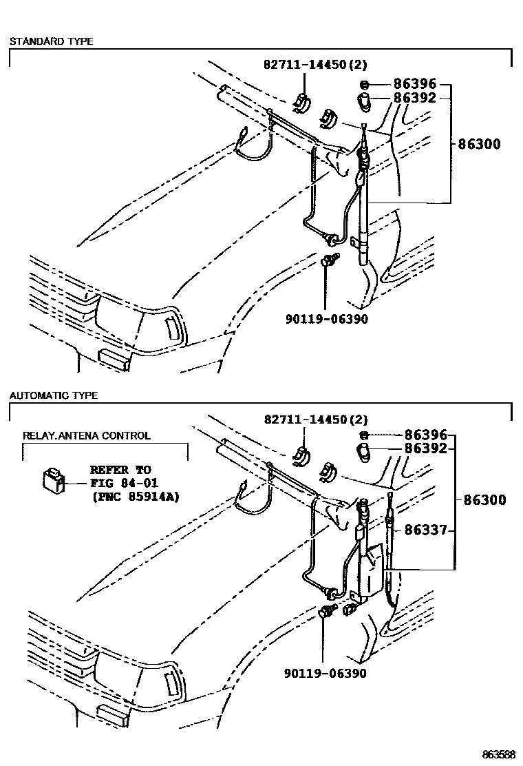 Toyota HILUX antenna EPC diagram — 863588