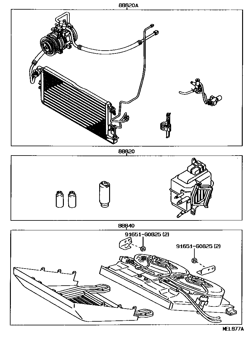 Toyota HILUX 暖风和空调系统 - 组件 EPC diagram — MEL877A