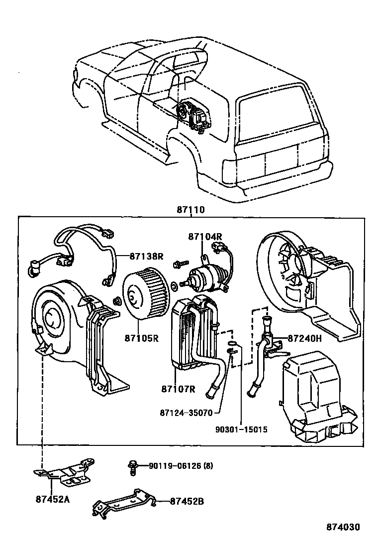 Toyota HILUX 暖风和空调系统 - 加热装置和鼓风机 EPC diagram — 874030