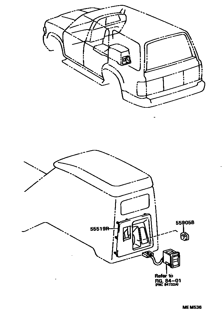 Toyota HILUX 暖风和空调系统 - 控制器和风管 EPC diagram — MEM536