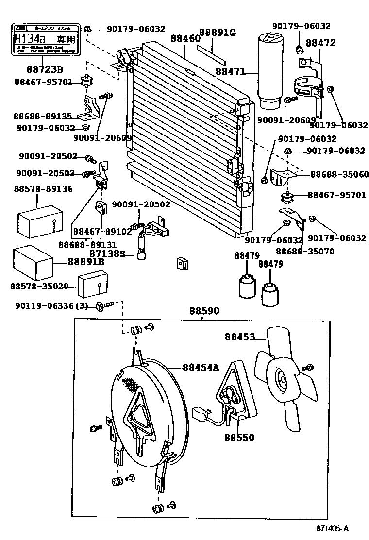 Toyota HILUX Heating & Air Conditioning - Cooler Piping EPC diagram — 871405A