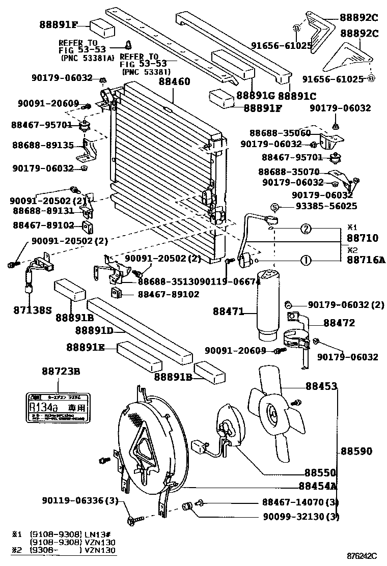 Toyota HILUX Heating & Air Conditioning - Cooler Piping EPC diagram — 876242C