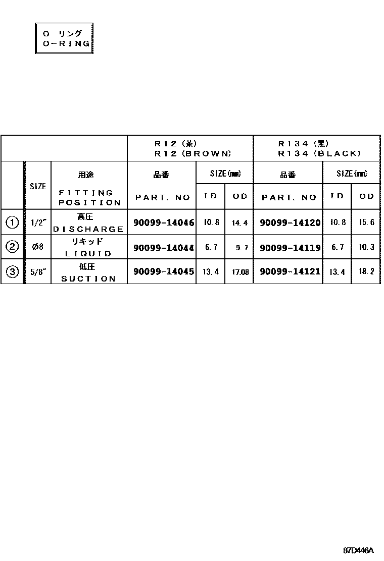 Toyota HILUX Heating & Air Conditioning - Cooler Piping EPC diagram — 87D446A