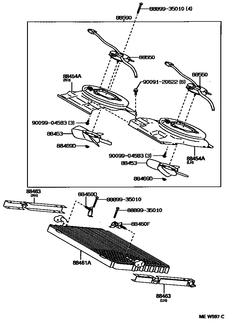 Toyota HILUX Heating & Air Conditioning - Cooler Piping EPC diagram — MEW597C