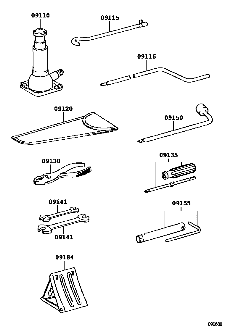 Toyota HILUX Standard Tools EPC diagram — 090680