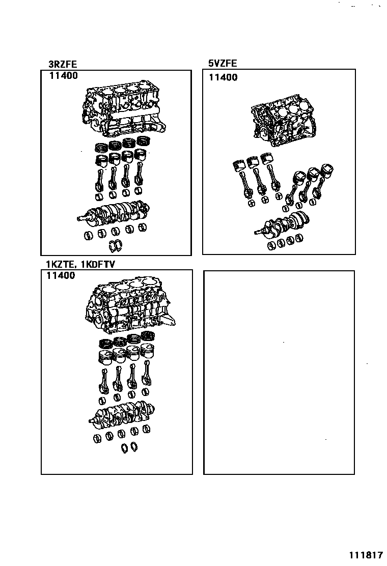 Toyota HILUX Short Block Assembly EPC diagram — 111817