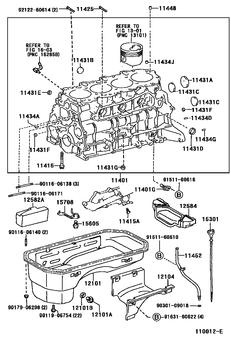 Toyota HILUX Cylinder Block EPC diagram — 110012E