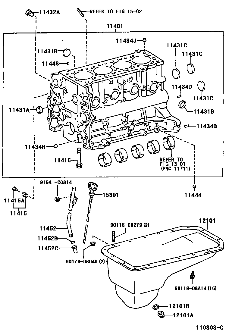 Toyota HILUX Cylinder Block EPC diagram — 110303C