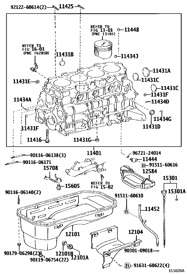 Toyota HILUX Cylinder Block EPC diagram — 111820A