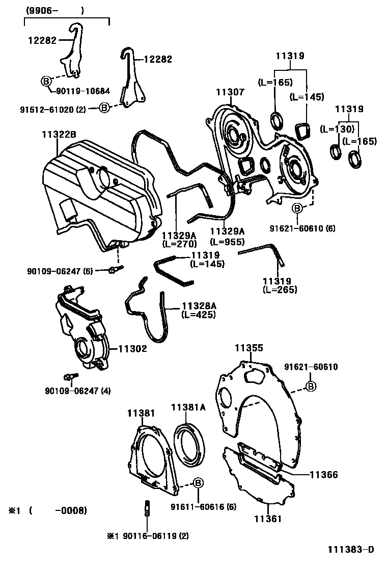 Toyota HILUX Timing Gear Cover & Rear End Plate EPC diagram — 111383D