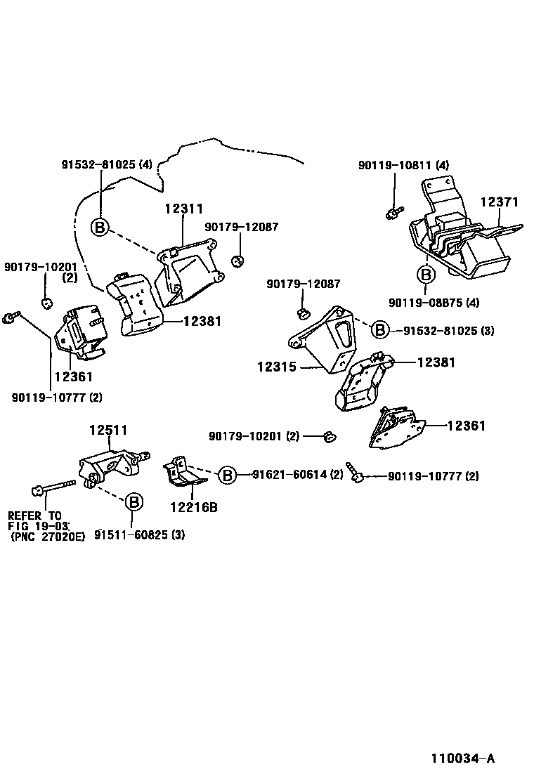 Toyota HILUX Engine Mounting EPC diagram — 110034A