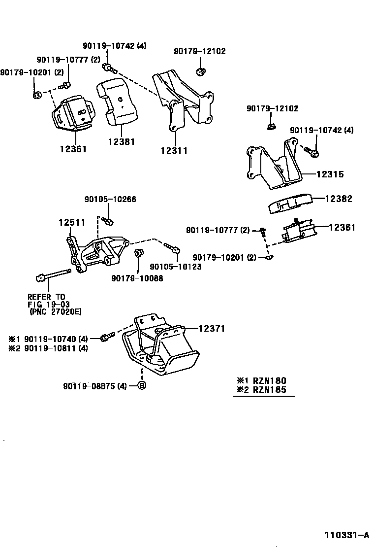 Toyota HILUX Engine Mounting EPC diagram — 110331A