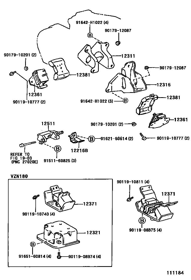 Toyota HILUX Engine Mounting EPC diagram — 111184