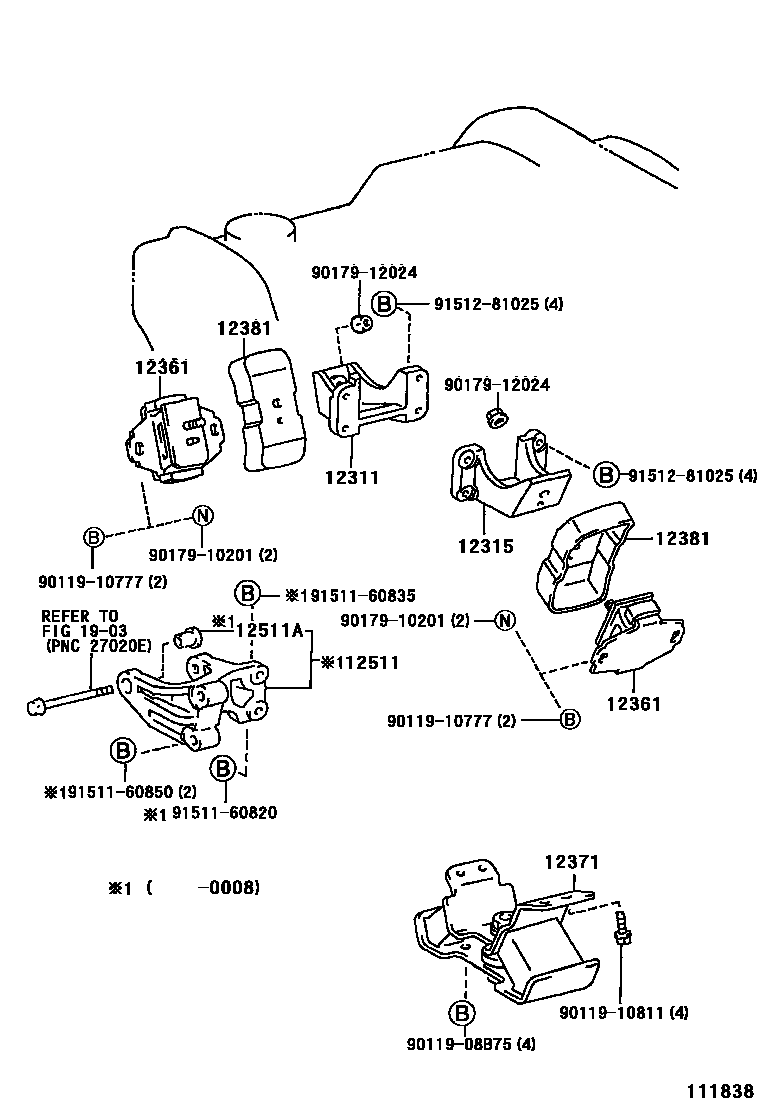 Toyota HILUX Engine Mounting EPC diagram — 111838