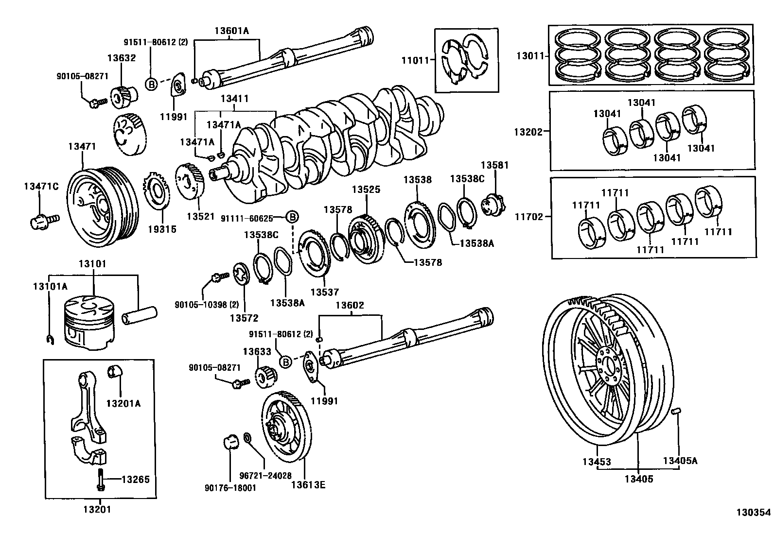 Toyota HILUX Crankshaft & Piston EPC diagram — 130354