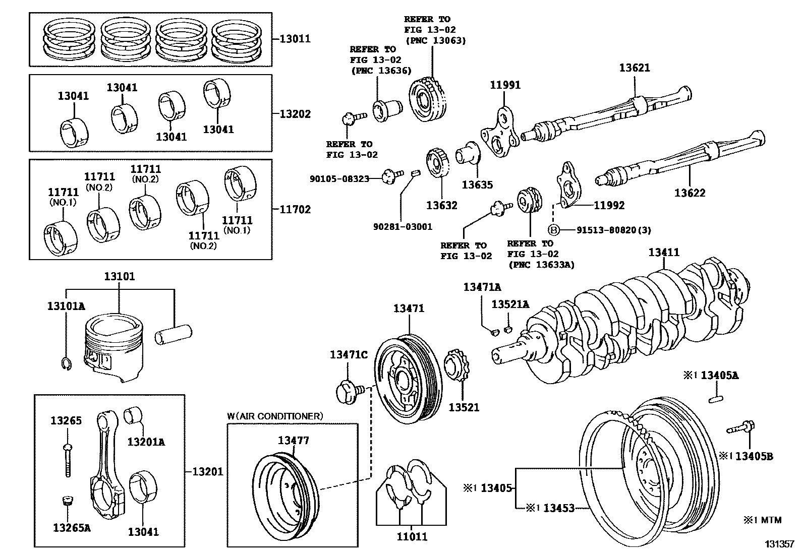 Toyota HILUX Crankshaft & Piston EPC diagram — 131357