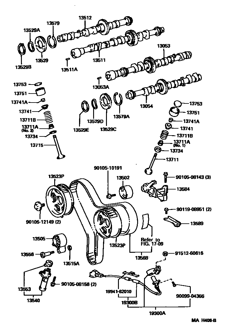 Toyota HILUX Camshaft & Valve EPC diagram — MAH406B