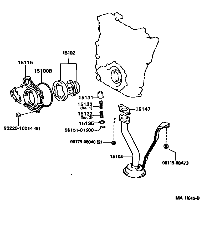 Toyota HILUX Engine Oil Pump EPC diagram — MAH615B