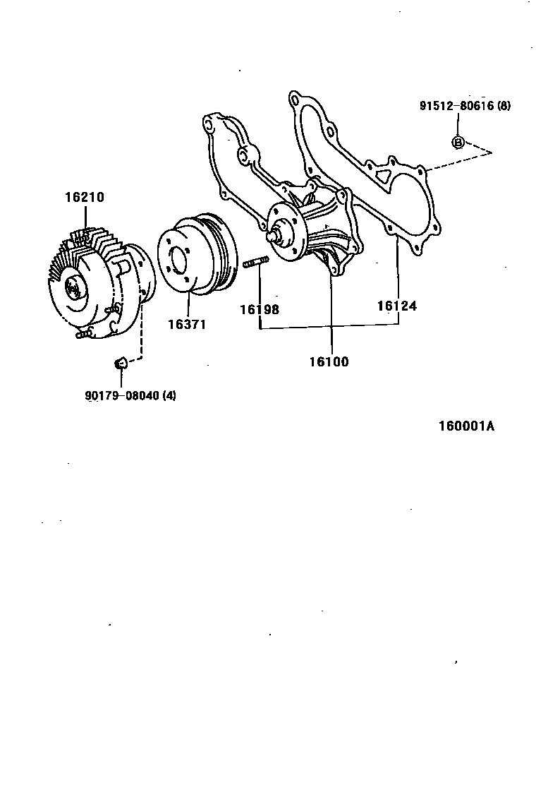 Toyota HILUX Water Pump EPC diagram — 160001A