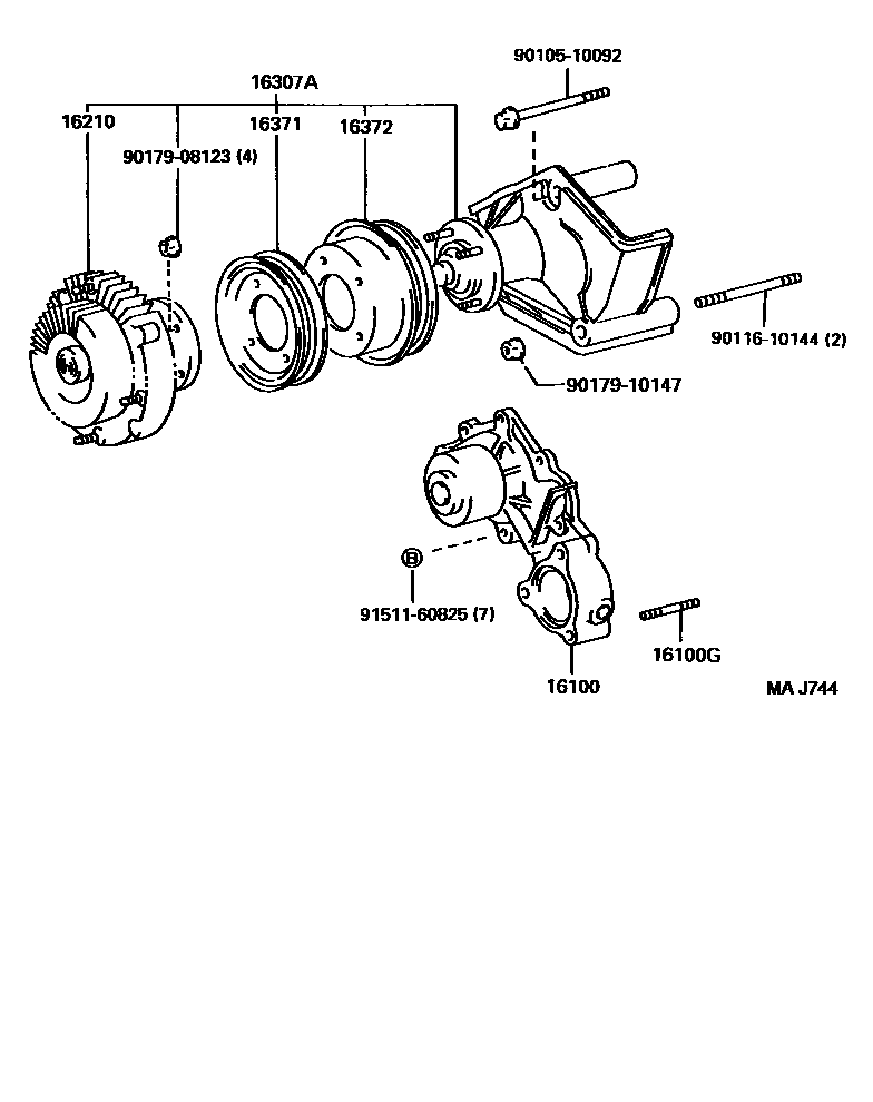 Toyota HILUX Water Pump EPC diagram — MAJ744