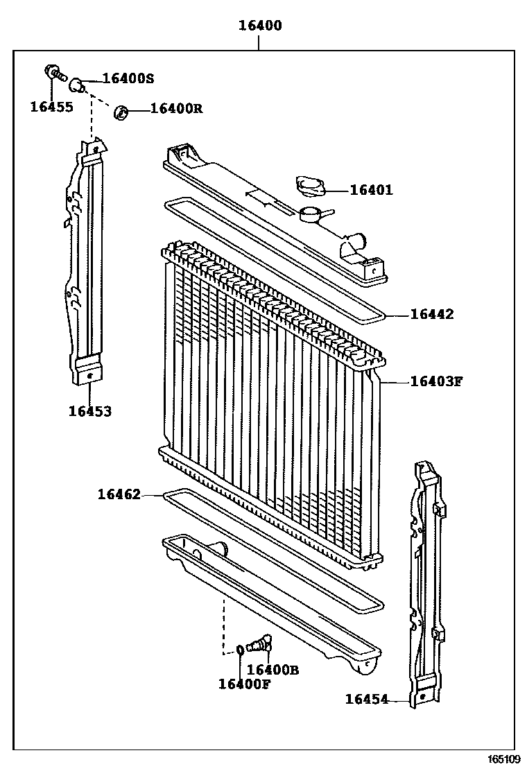 Toyota HILUX RADIATOR & WATER OUTLET EPC diagram — 165109