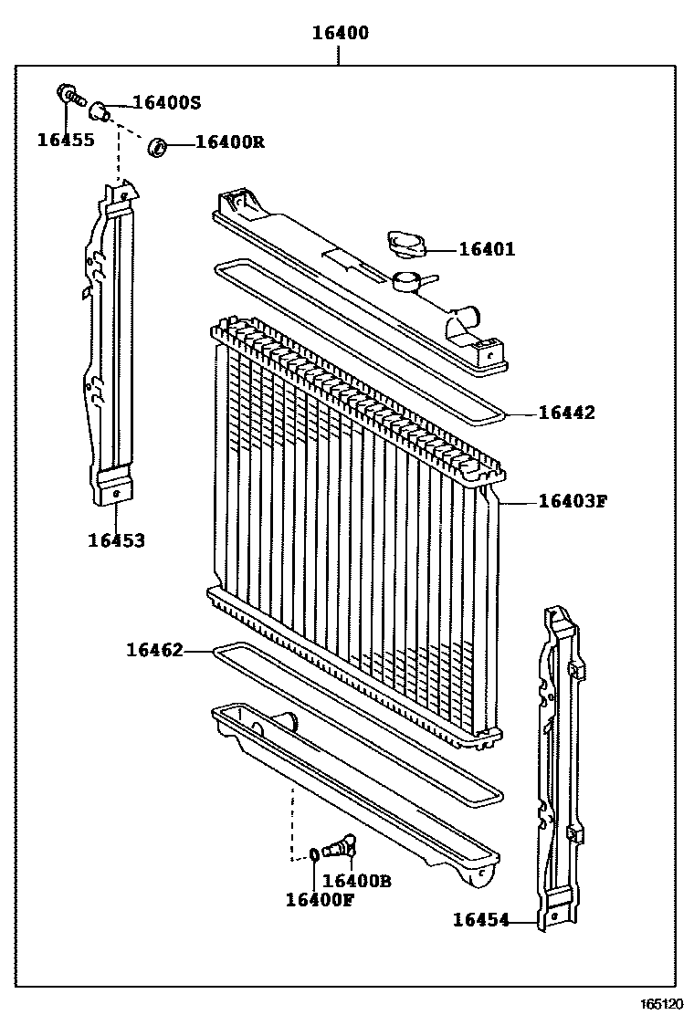 Toyota HILUX RADIATOR & WATER OUTLET EPC diagram — 165120