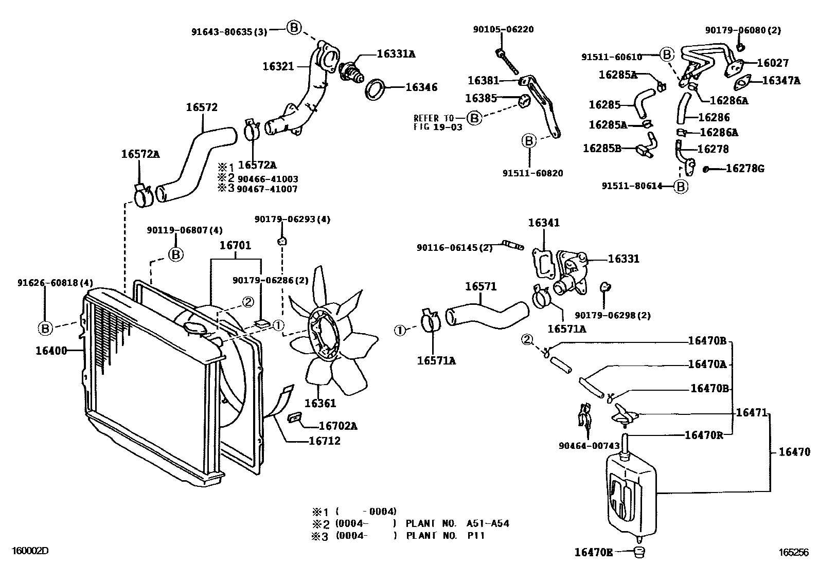Toyota HILUX RADIATOR & WATER OUTLET EPC diagram — 165256