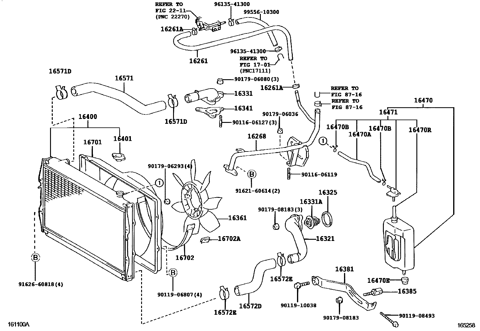 Toyota HILUX RADIATOR & WATER OUTLET EPC diagram — 165258
