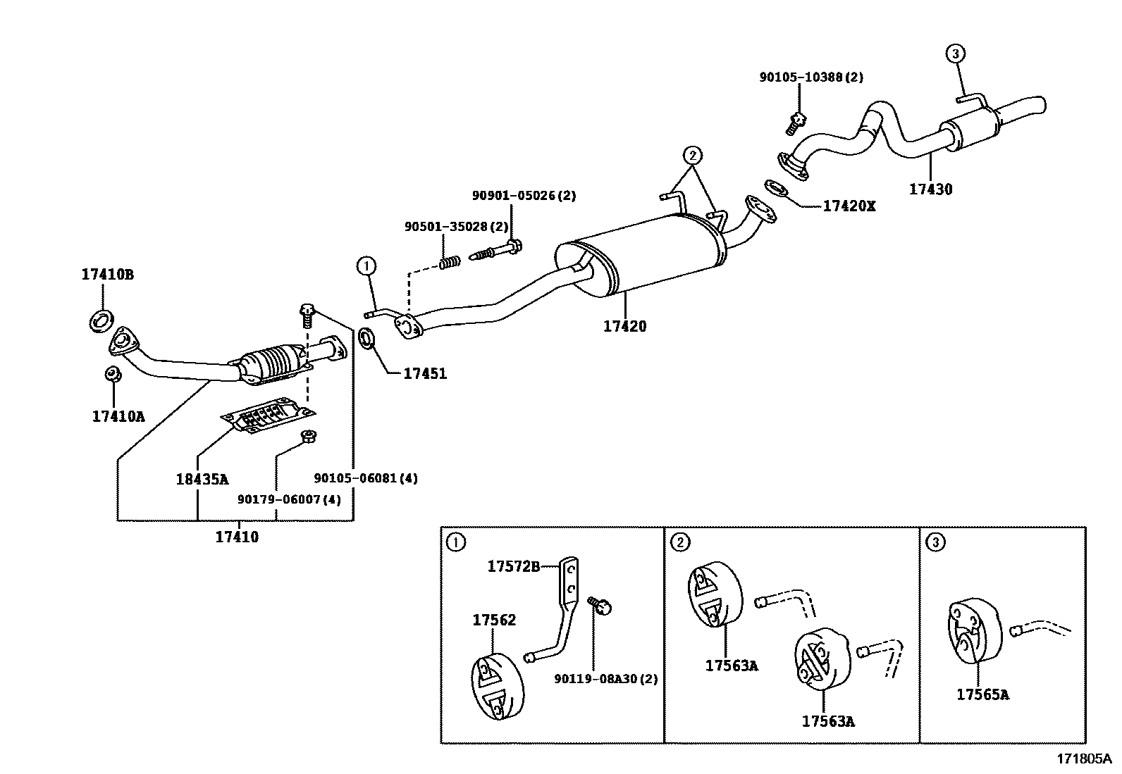 Toyota HILUX Exhaust Pipe EPC diagram — 171805A