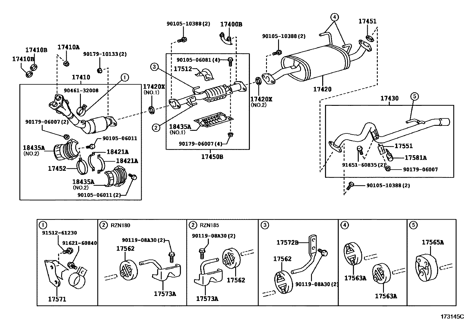 Toyota HILUX Exhaust Pipe EPC diagram — 173145C