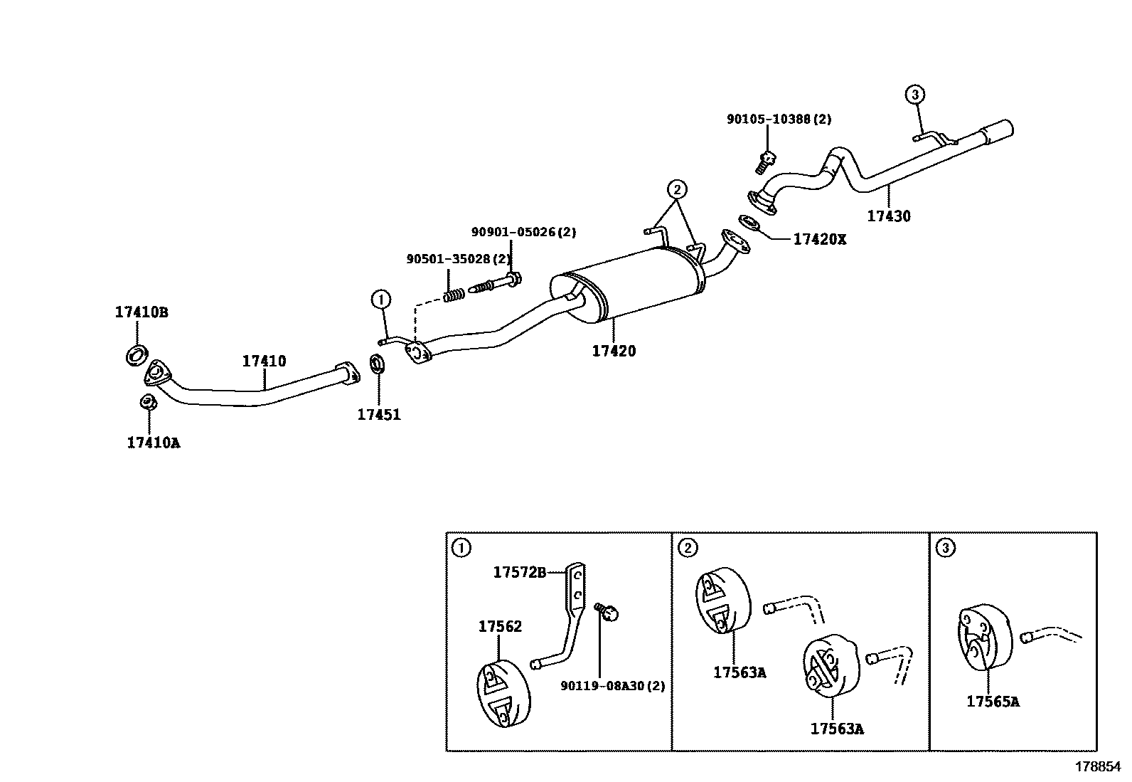 Toyota HILUX Exhaust Pipe EPC diagram — 178854