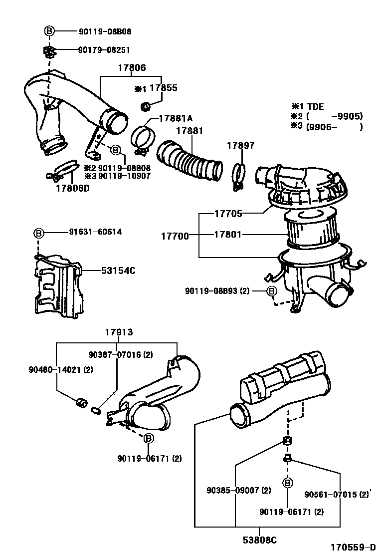 Toyota HILUX Air Cleaner EPC diagram — 170559D