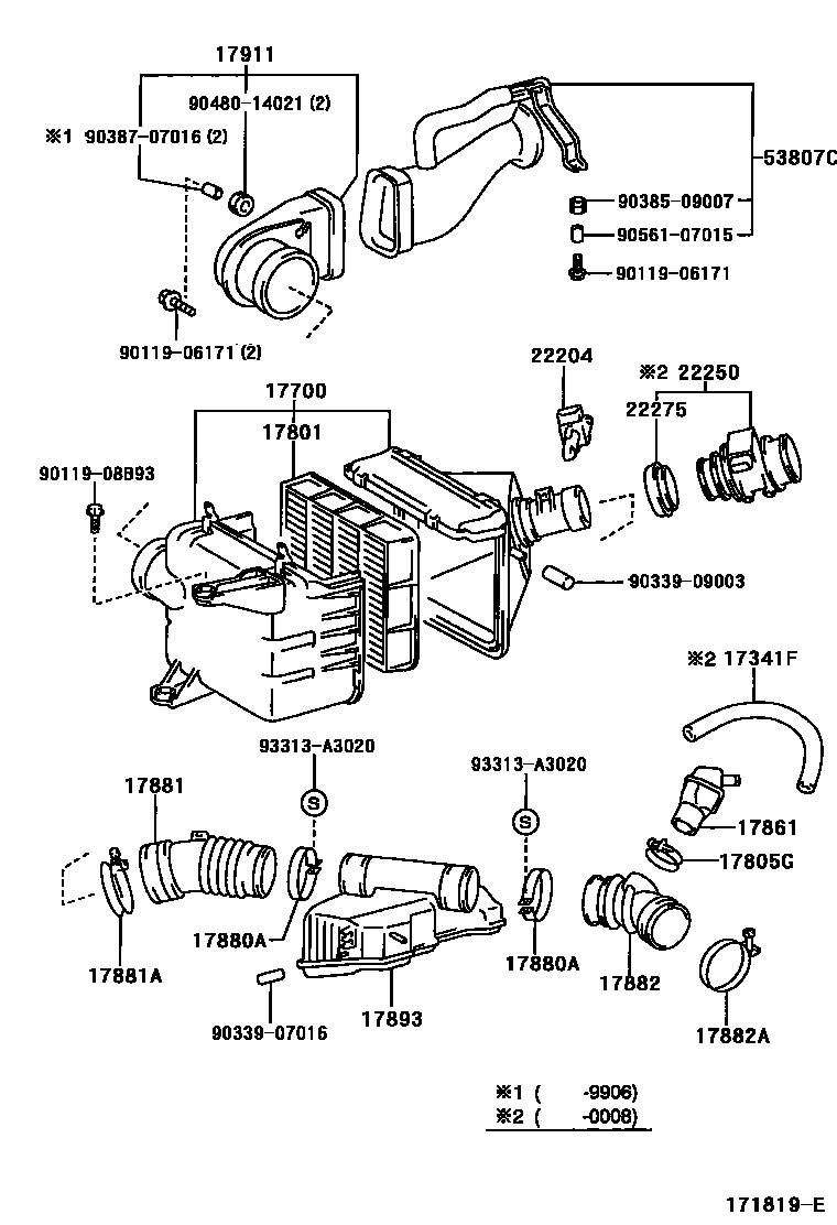 Toyota HILUX Air Cleaner EPC diagram — 171819E
