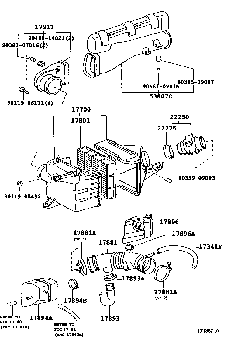 Toyota HILUX Air Cleaner EPC diagram — 171857A