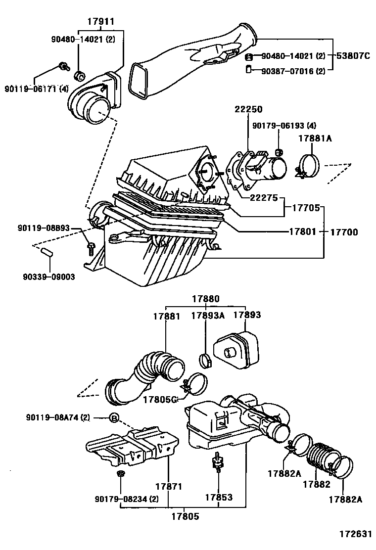 Toyota HILUX Air Cleaner EPC diagram — 172631