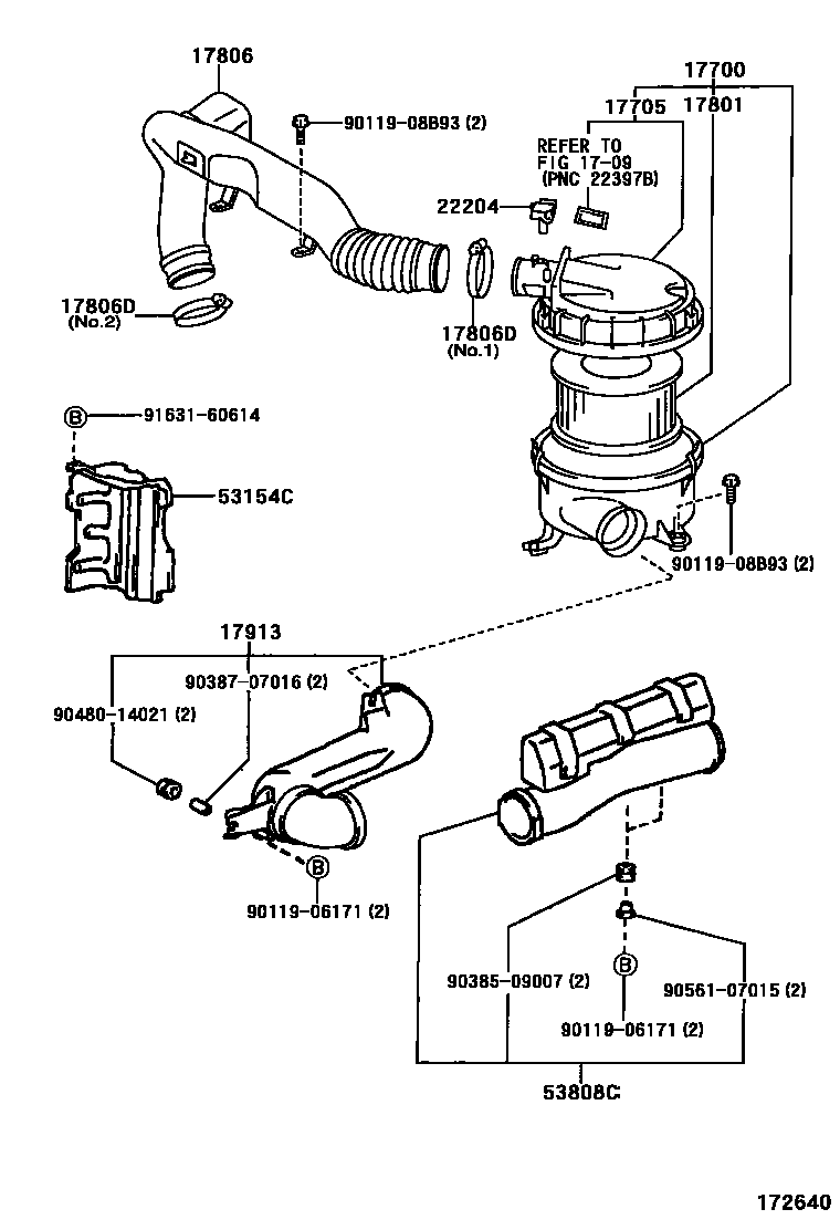 Toyota HILUX Air Cleaner EPC diagram — 172640