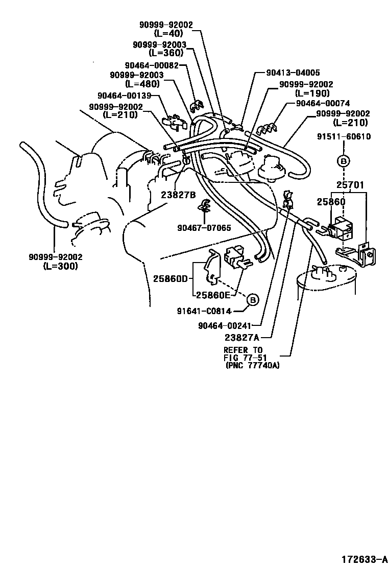 Toyota HILUX vacuum tube EPC diagram — 172633A