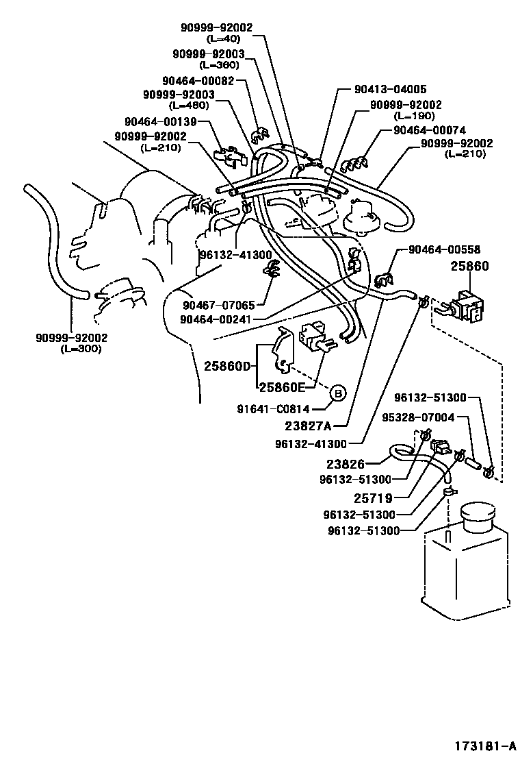 Toyota HILUX vacuum tube EPC diagram — 173181A